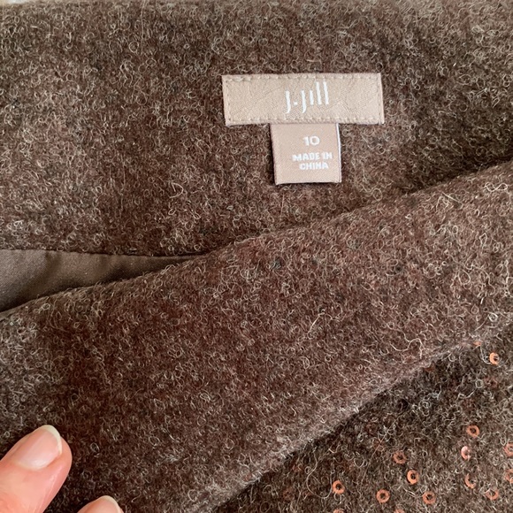JJill chocolate brown wool-blend skirt with subtle sparkle, size 10 - Picture 2 of 7